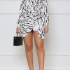 Dresses female | Temperament Print Long Sleeve V-Neck Lace-Up Wrap Mini Dress