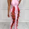 Jumpsuits & Rompers female | Sweet Lace Up Sleeveless Skinny Jumpsuit Pink