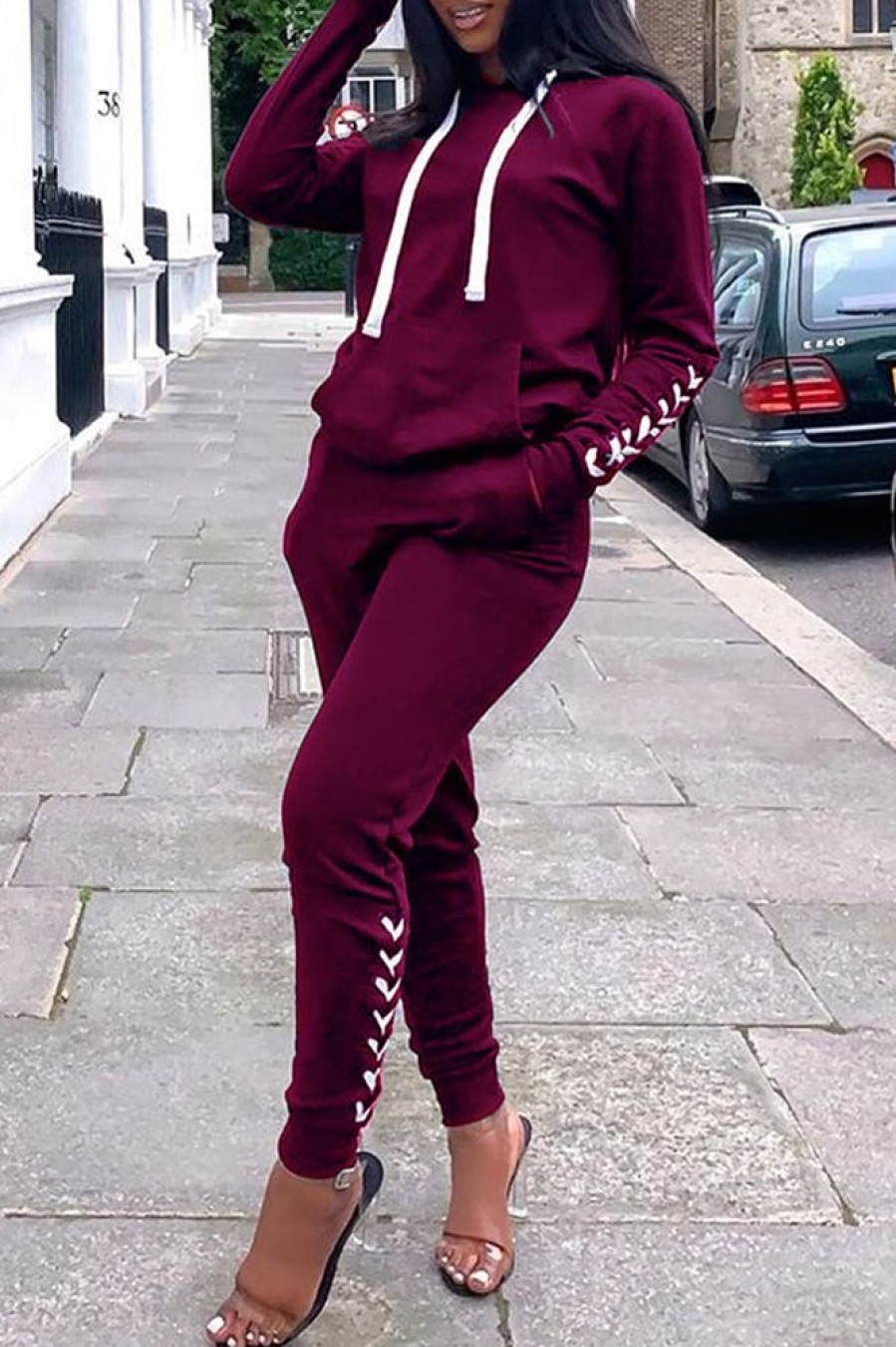 2-Pieces female | Casual Features Strap Hooded Casual Sports Suit