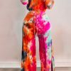 2-Pieces female | Fashion Print Off Shoulder Fla Pants Sexy Two Piece Suit