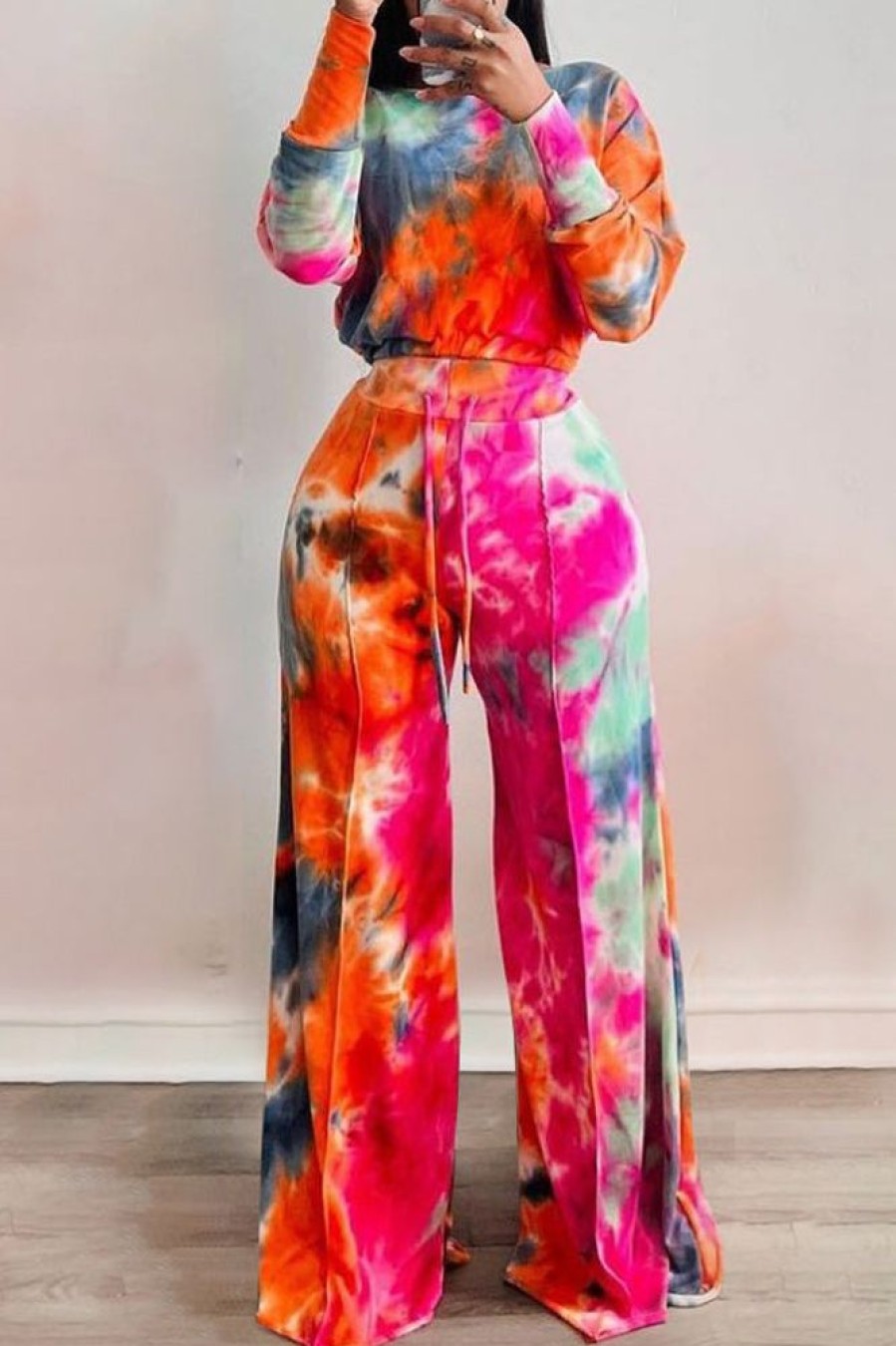 2-Pieces female | Fashion Print Off Shoulder Fla Pants Sexy Two Piece Suit