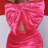 2-Pieces female | Sexy Velour Solid Color Bow Bandeau Top Short Skirt Glove Suits