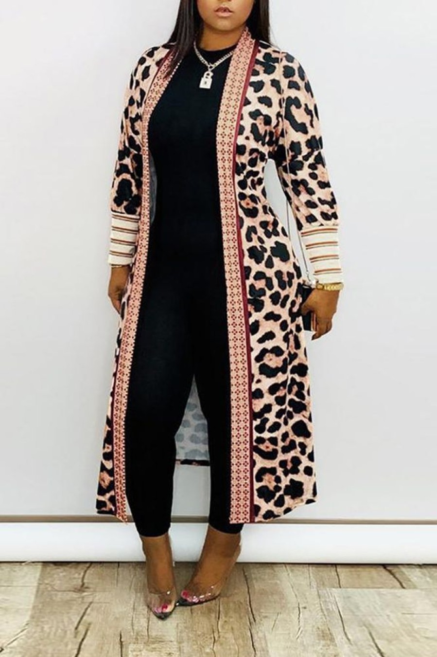 Tops & Outerwear female | Fashion Printed Casual Fashion Long Cardigan Coat