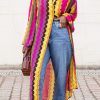 Tops & Outerwear female | Rainbow Wave Stripe Print Long Sleeve Long Shirt Jacket Multicolor