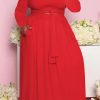 Dresses female | Pure Color Round Neck Knotted Commuter Two-Piece Plus Size Dress