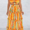 2-Pieces female | Casual Sleeveless Tube Top Striped Printed Long Dress Two-Piece Set