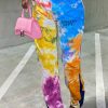 Bottoms female | Fashion Colorful Tie-Dye Print Flared Pant Multicolor