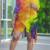 2-Pieces female | Irregular Tie Dye Oblique Collar Pants Set