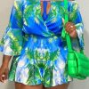 Jumpsuits & Rompers female | Tropical Print Off Shoulder Ruffle Romper Green