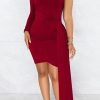 Dresses female | Asymmetric Draped High Low Mini Dress