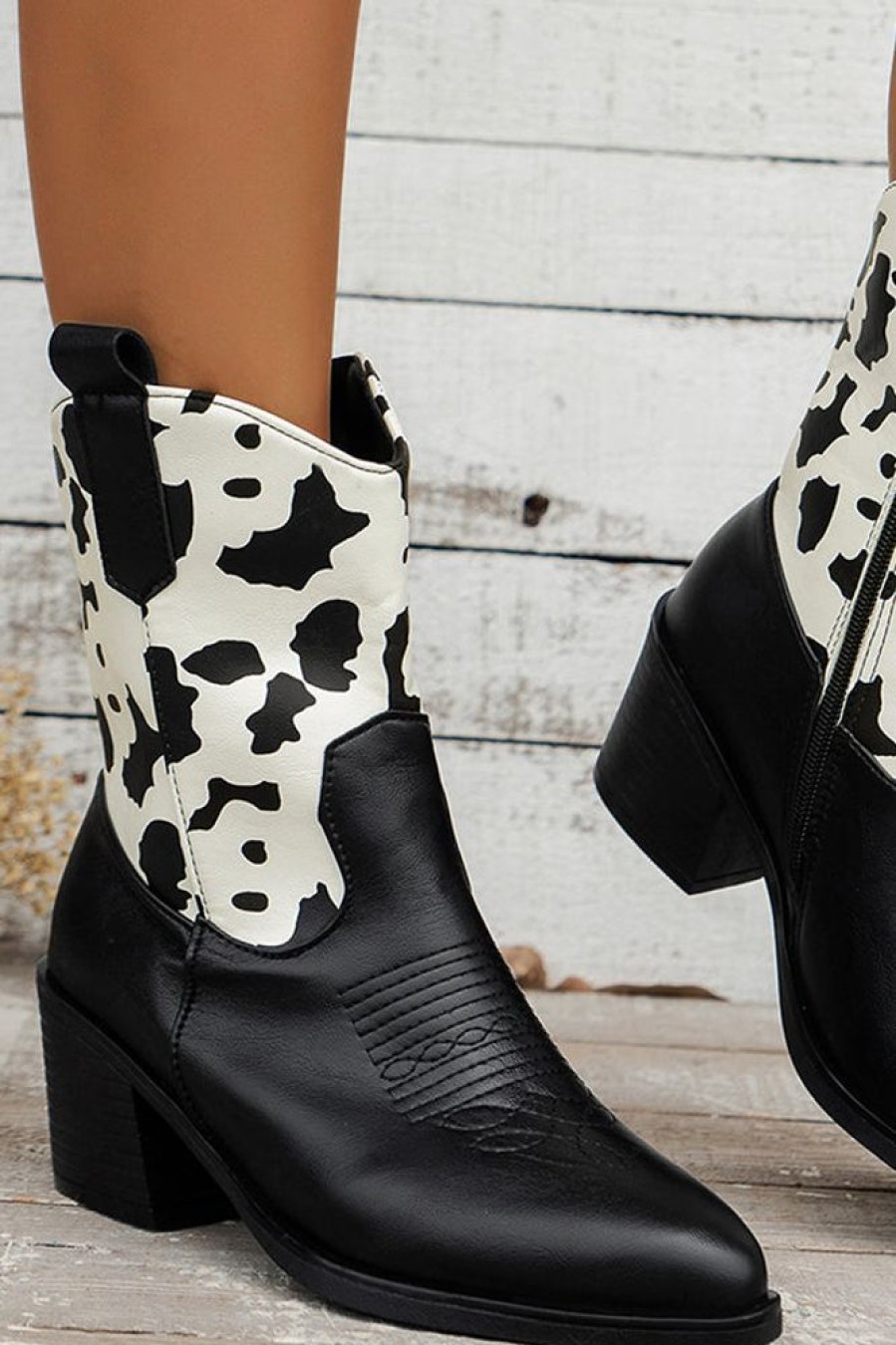 Accessories female | Mid Calf Thick Heel Knight Boots Black