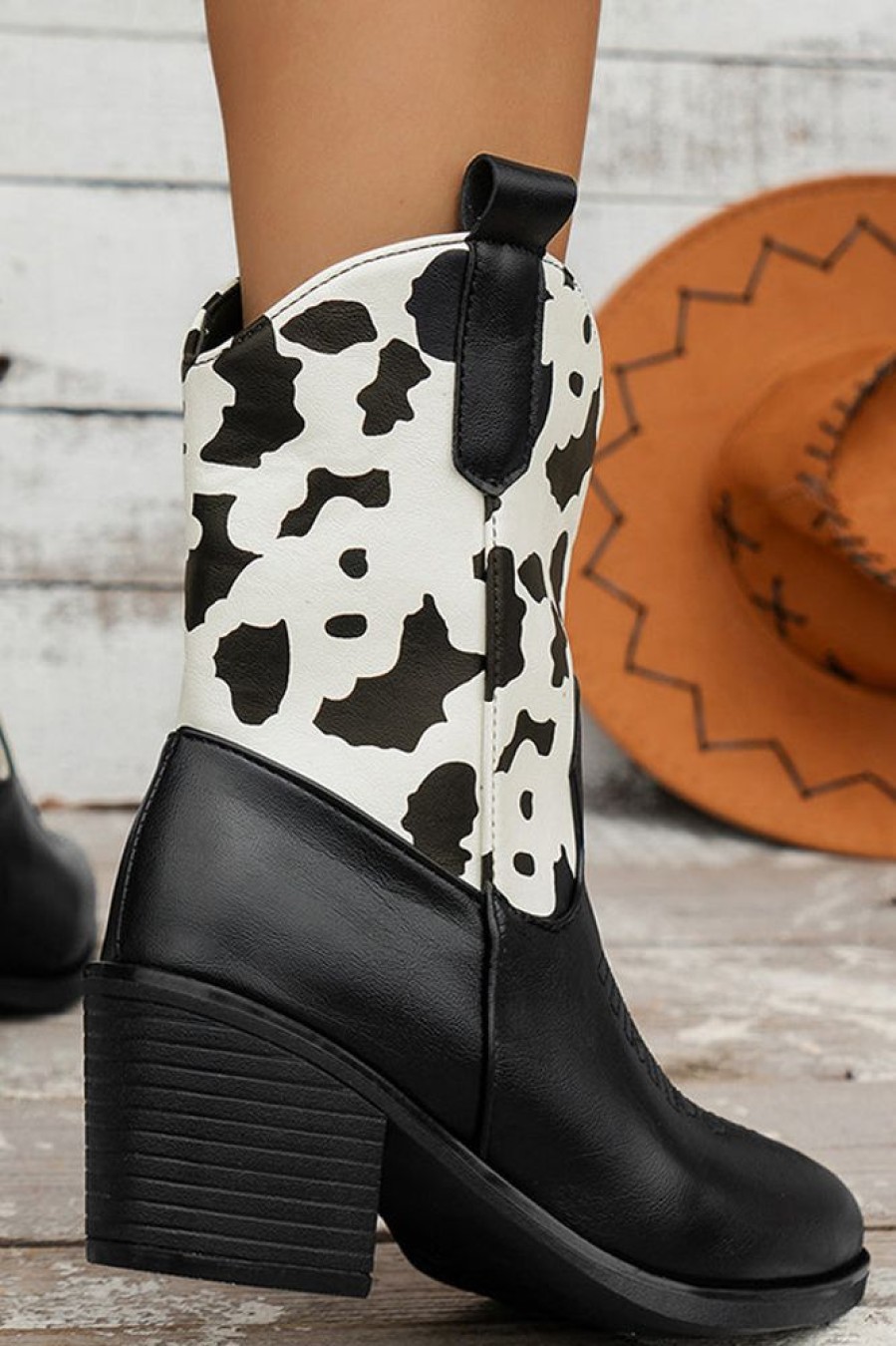 Accessories female | Mid Calf Thick Heel Knight Boots Black