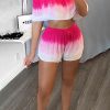 2-Pieces female | Gradient Tie Dye Off The Shoulder Pants Set