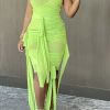 Dresses female | Sexy See Through Sleeveless Binding Mesh Mini Dress