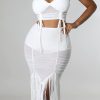 2-Pieces female | Sexy Solid Color Drawstring Camisole See-Through Tassels Skirt Suits