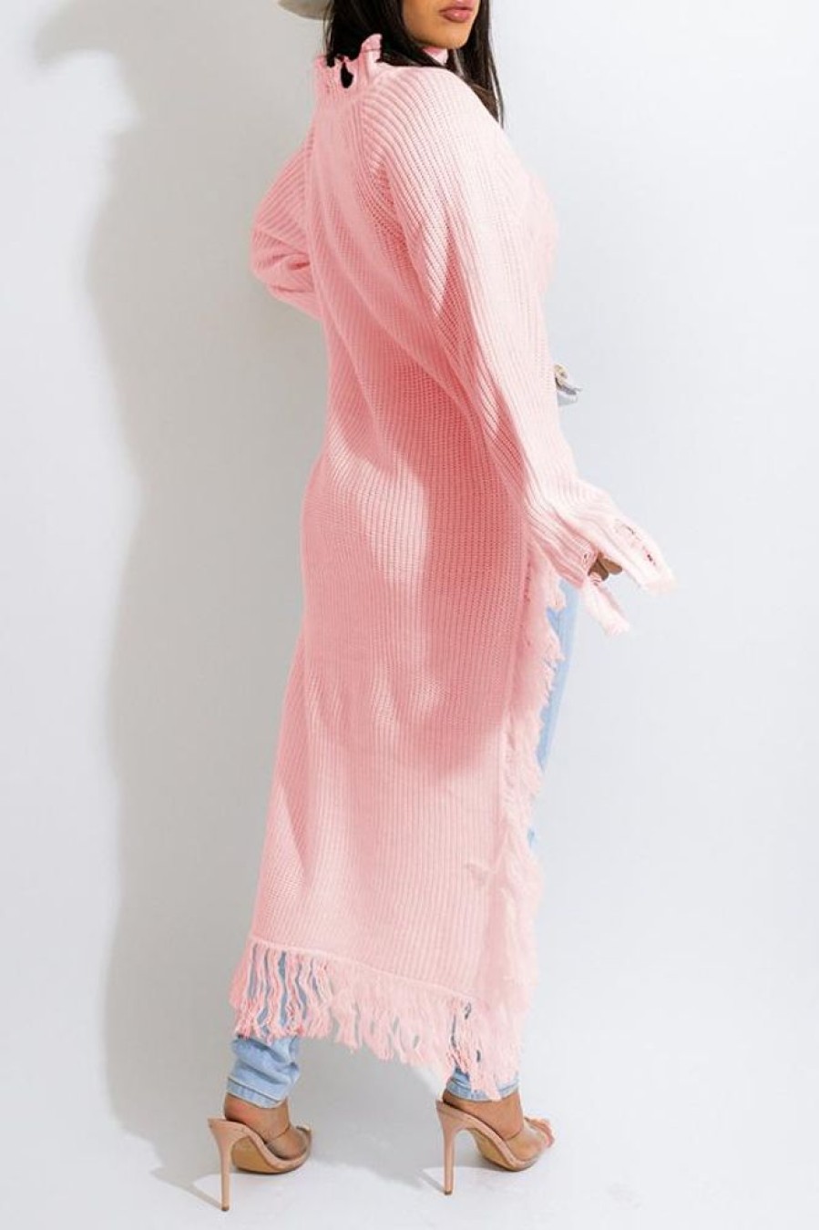 Tops & Outerwear female | Asymmetrical Tassel Long Sleeve Knit Sweater