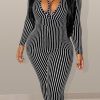 Jumpsuits & Rompers female | Skinny Vertical Stripe Zipper Jumpsuit Black