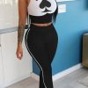 2-Pieces female | Poker Print Sleeveless Two-Piece Trouser Suit