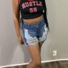 Bottoms female | Versatile Fashion Ripped Denim Shorts Blue