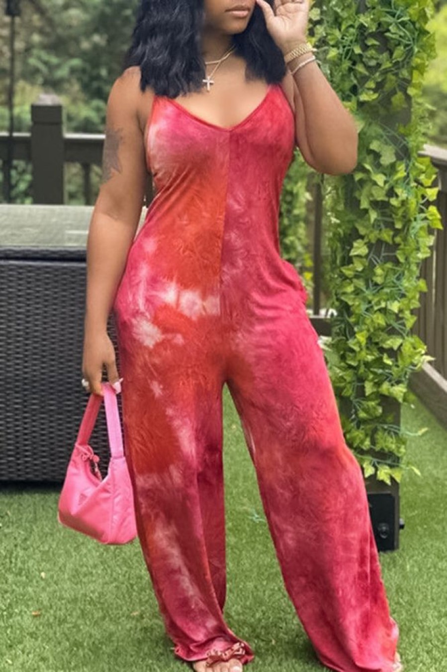 Jumpsuits & Rompers female | Tie Dye Pocket Loose Wide Leg Jumpsuit