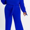 Jumpsuits & Rompers female | Off Shoulder Long Sleeved Lace Up Plus Size Jumpsuit