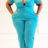 Jumpsuits & Rompers female | Casual Solid Color Short Sleeve Zip Plus Size Hooded Jumpsuits