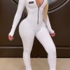 Jumpsuits & Rompers female | New High Neck Slim Fit Fitness Jumpsuit White