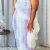 Dresses female | Plus Size Irregular Tie Dye Pocket Maxi Dress