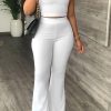 2-Pieces female | Casual Light Cooked Solid Color Vest Flared Pants Two Piece Set