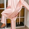 2-Pieces female | Temperament Solid Color Batwing Sleeve Pleated Midi Top Pant Suits