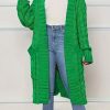 Tops & Outerwear female | Fashionable Solid Color Knitted Cardigan Jacket Green