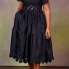 Dresses female | Plus Size Lace Stitching Ruffle Sleeve Babydoll Dress(No Pockets) Black