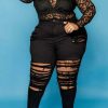 Bottoms female | Fashion Plus Size High Rise Ripped Flared Jeans