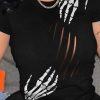 Tops & Outerwear female | Trendy Skull Print Crew Neck Cutout T-Shirt Black