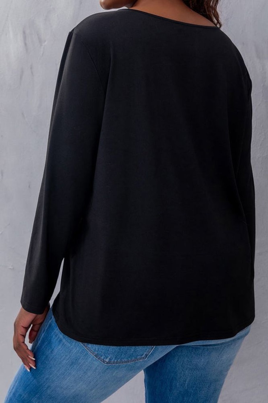 Tops & Outerwear female | V-Neck Ruched Solid Long Sleeve T-Shirt Black