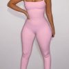 Jumpsuits & Rompers female | Fashion Solid Color Sleeveless Strap Square Neck Jumpsuit