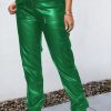 Bottoms female | Fashionable Faux Pu Zipper Pocket Pants