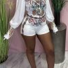 Jumpsuits & Rompers female | Fashion Positioning Printed Shirt Collar Belt Rompers