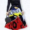 Bottoms female | Fashion Cartoon Print Pleated High Waist Long Skirt