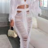 2-Pieces female | V-Neck Knitted Top Ripped Fringed Skirt Set