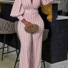 2-Pieces female | Houndstooth Lantern Sleeve Belt 2Pc Pants Suit