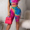 2-Pieces female | Fashion Tie-Dye Bandage Two-Piece Trouser Suit Multicolor