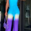 Jumpsuits & Rompers female | Fashion Ombre Strapless Belt Jumpsuit Multicolor