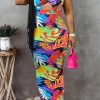 Dresses female | Fashion Plus Size Print Bandeau Maxi Dress Red