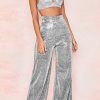 Bottoms female | Shinny Silk High Waist Wide Leg Pants