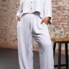 2-Pieces female | Simple Batwing Sleeve Solid Color Short Blouse High Waist Pant Suits