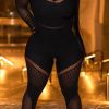 Jumpsuits & Rompers female | Mesh Perspective Hollow High Waist Jumpsuit Black