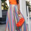 Bottoms female | Fashion Colorful Letter Print High Wiast Wide Leg Pant Multicolor