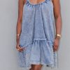 Dresses female | Fashion Strap Loose Casual Versatile Dress Blue