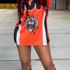 Tops & Outerwear female | Fashion Street Shot Digital Printing Long Sleeve Casual Top Orange